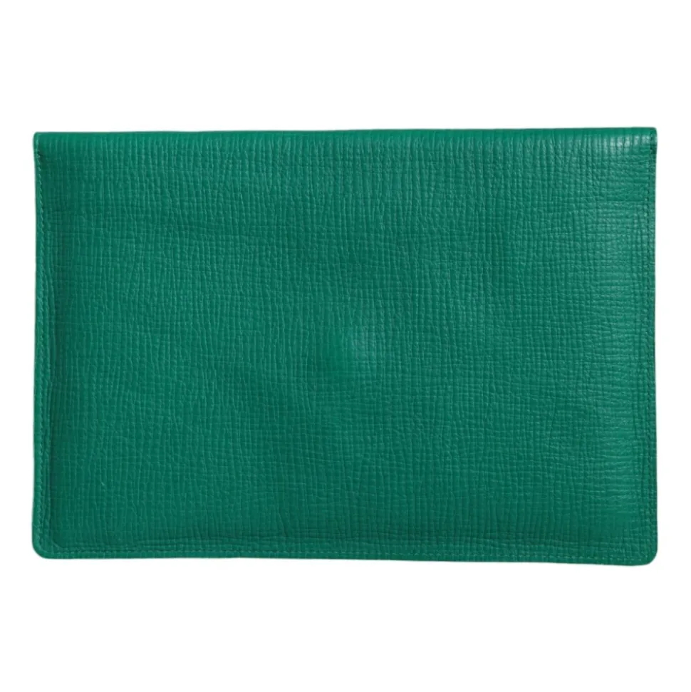 Zielona Skórzana Torebka Kopertówka Etui na Tablet