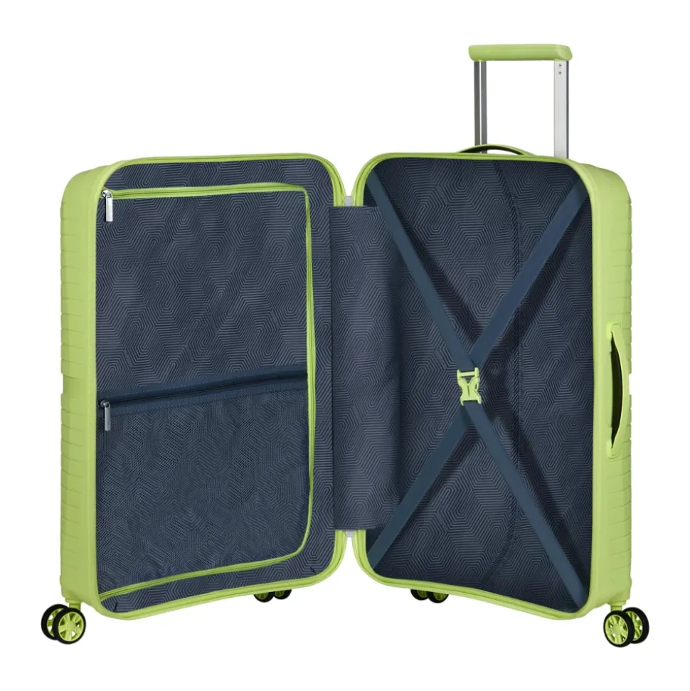Zielona walizka kabinowa American Tourister z twardą skorupą w kolorze Electric Lime