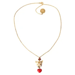 Złoty Wisior Serce Kryształ Amulet